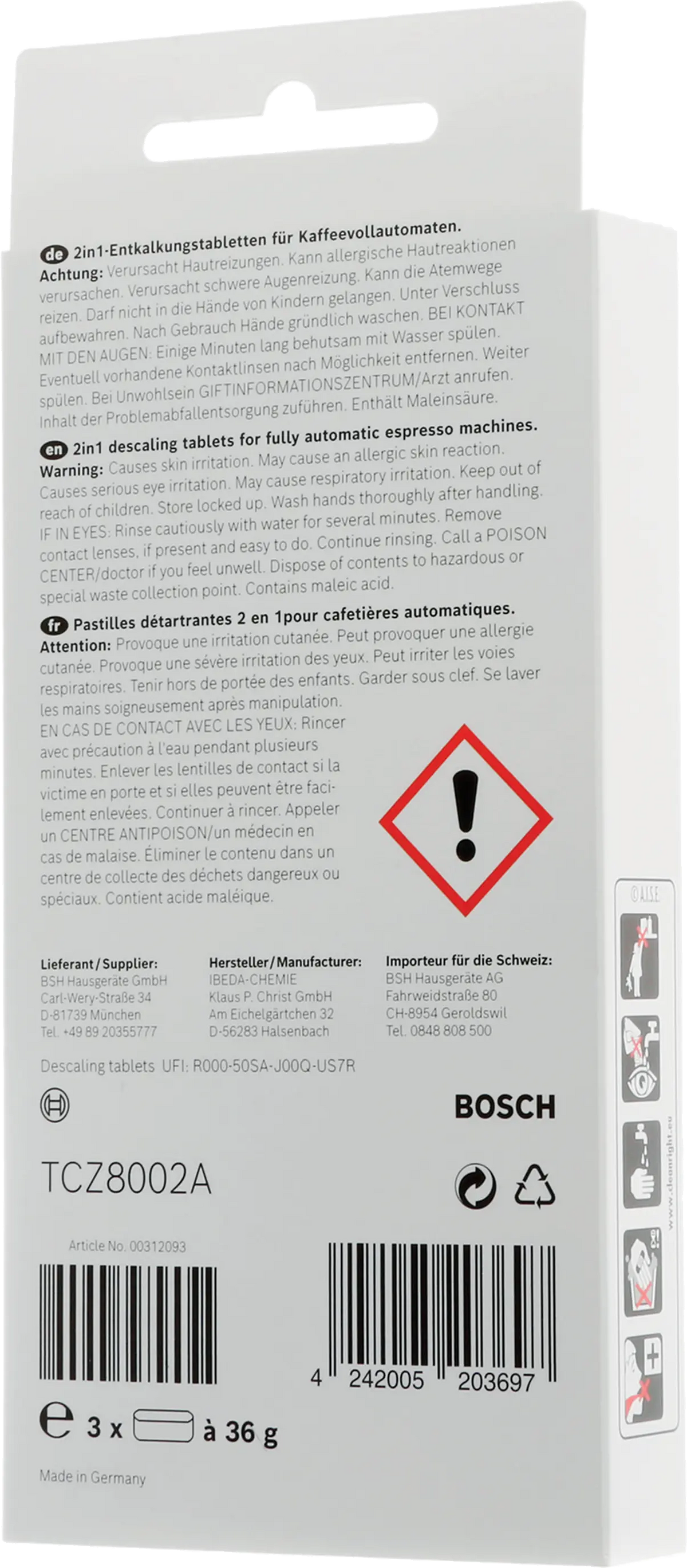 Bosch Bosch Pastillas descalcificadoras 3 × 36 g | 00312093 · DEALBYTE · vista 3