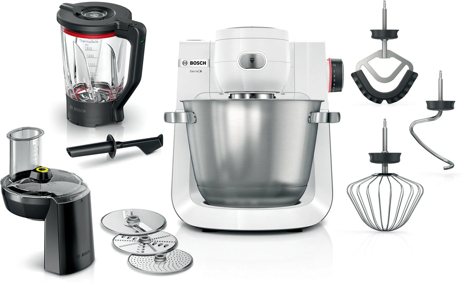Bosch Serie 6 Robot de cocina 1600 W Blanco y Acero | MUMS6EW22