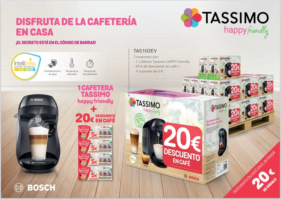 Bosch Bosch Cafetera multibebida TASSIMO HAPPY friendly | TAS102E · DEALBYTE · vista 1