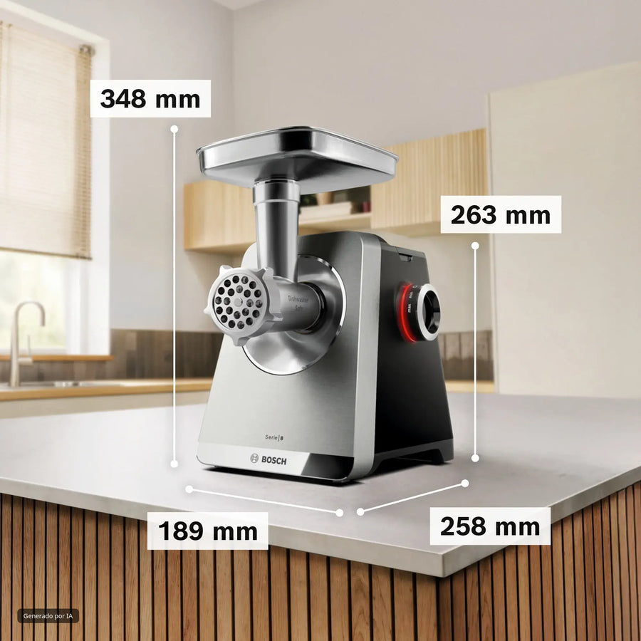 Bosch Serie 8 Picador de carne MultiPower 2500 W Acero inoxidable | MFWS840M
