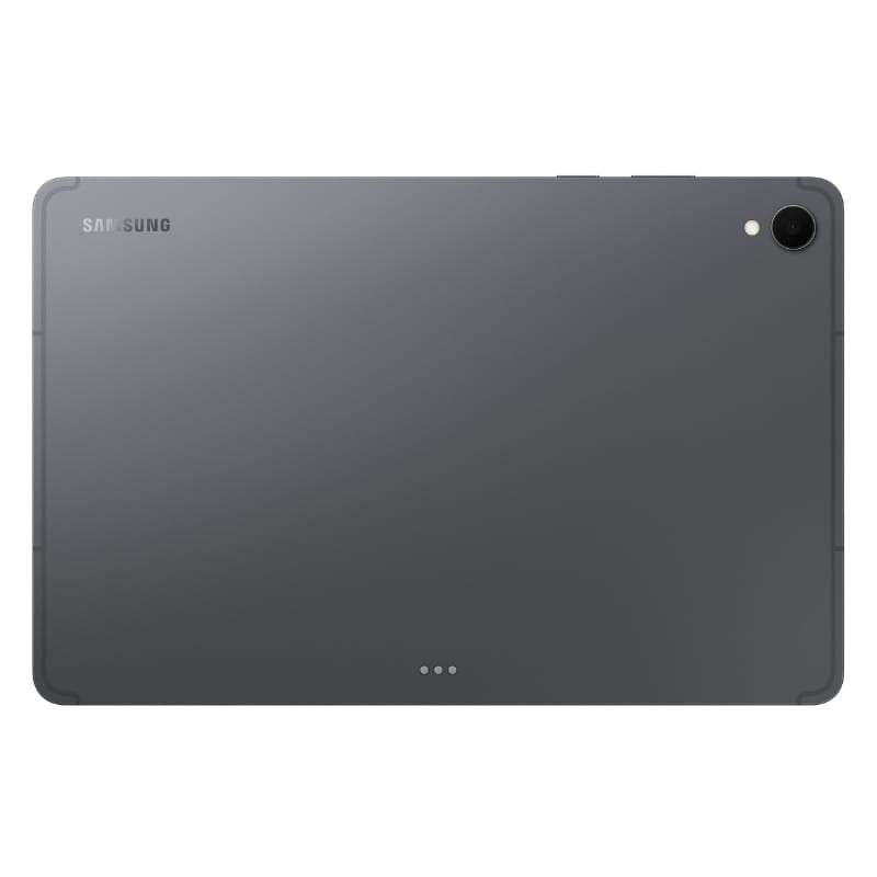Samsung Galaxy Tab S11 11 pulgadas color gris con acabado metálico, cámara trasera única en esquina, bordes redondeados y