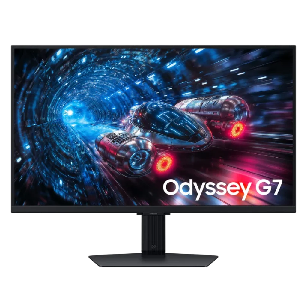 Monitor Samsung Odyssey G7 G70F frontal, resolución 4K y panel Fast IPS
