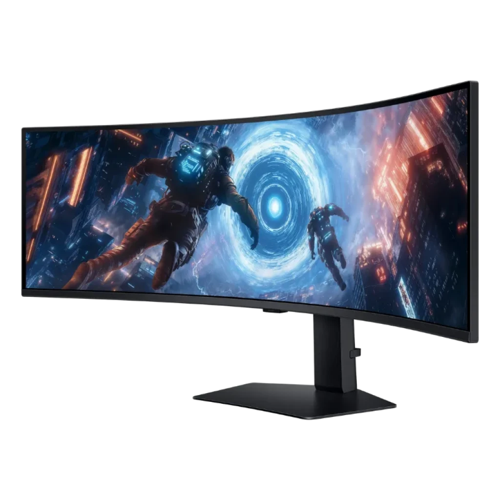 Vista a 45 grados del Samsung Odyssey G9 G91F