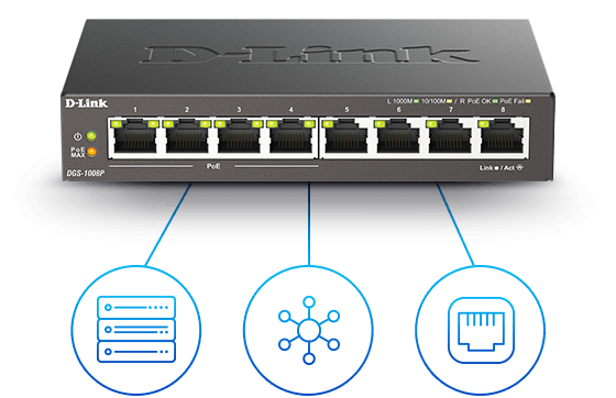 D-Link D-Link DGS-1008P | Switch PoE sin gestión · DEALBYTE · vista 6