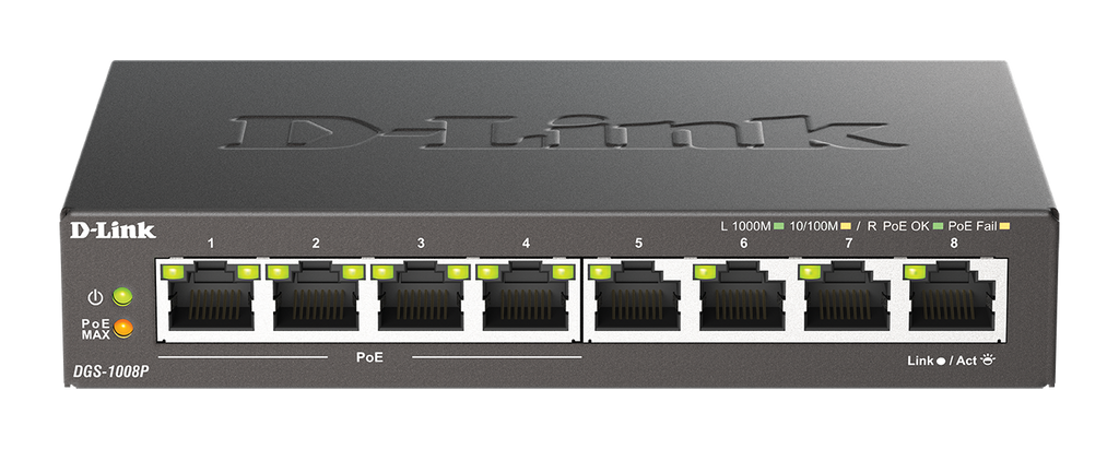 D-Link D-Link DGS-1008P | Switch PoE sin gestión · DEALBYTE · vista 1