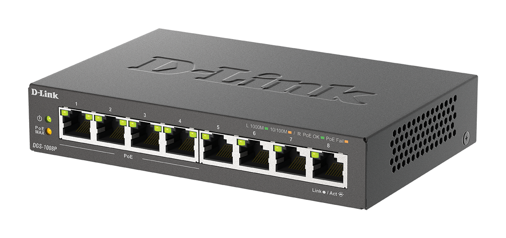 D-Link D-Link DGS-1008P | Switch PoE sin gestión · DEALBYTE · vista 4