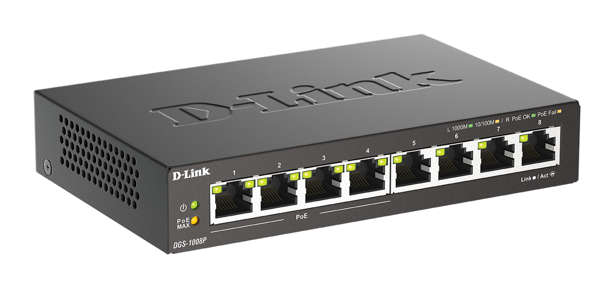 D-Link D-Link DGS-1008P | Switch PoE sin gestión · DEALBYTE · vista 2