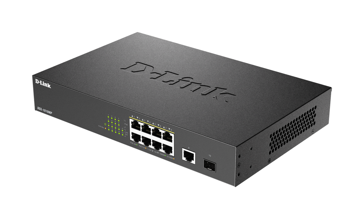 D-Link D-Link DGS-1010MP | Switch PoE sin gestión · DEALBYTE · vista 3