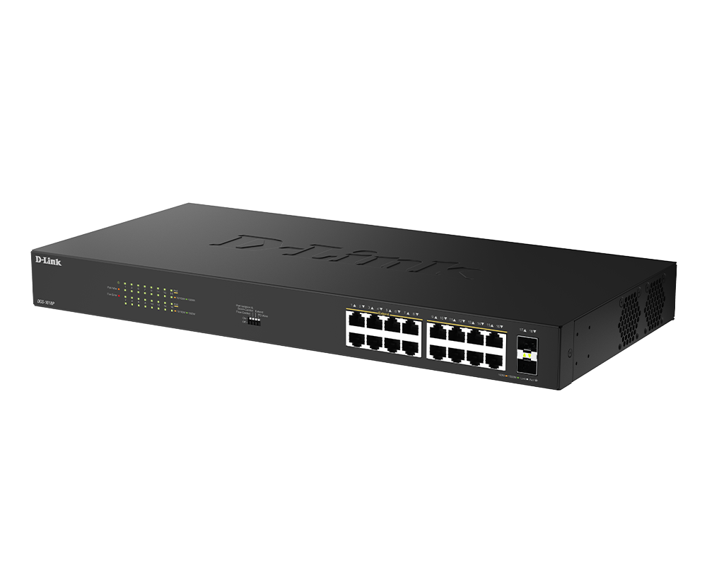 D-Link D-Link DGS-1018P | Switch PoE sin gestión · DEALBYTE · vista 3