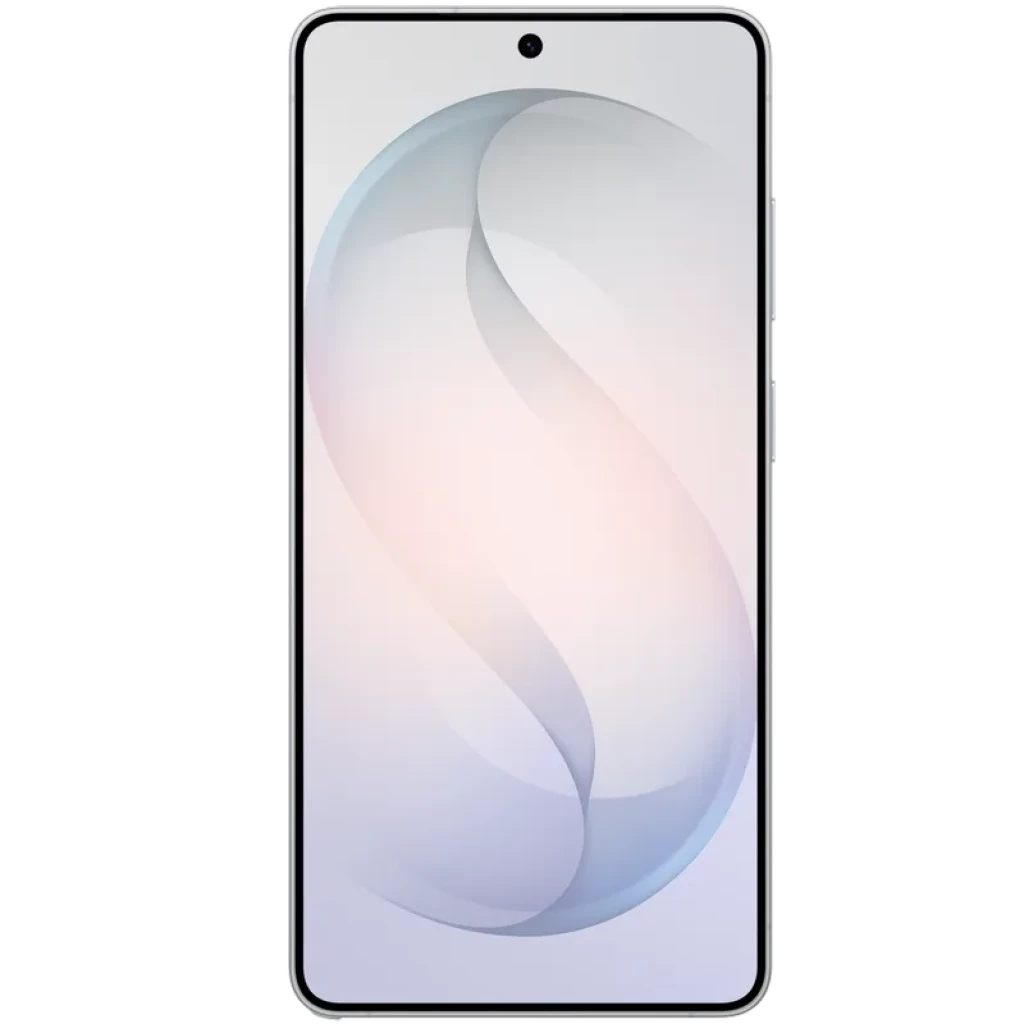 Frontal del Samsung Galaxy S26 Ultra 5G blanco con pantalla completa casi sin bordes, cámara frontal centrada en perforación
