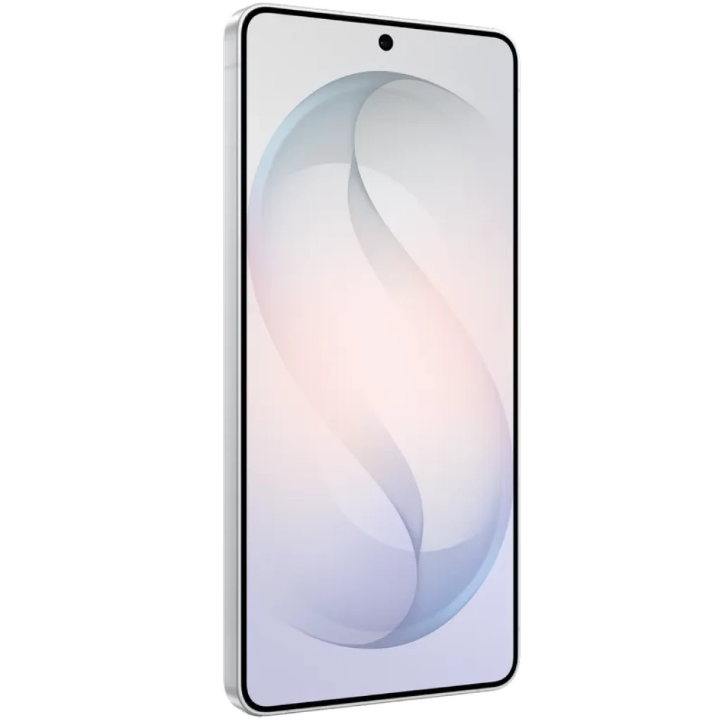 Samsung Galaxy S26 Ultra 5G blanco con pantalla casi sin bordes y cámara frontal en orificio central; 512 GB, 12 GB RAM