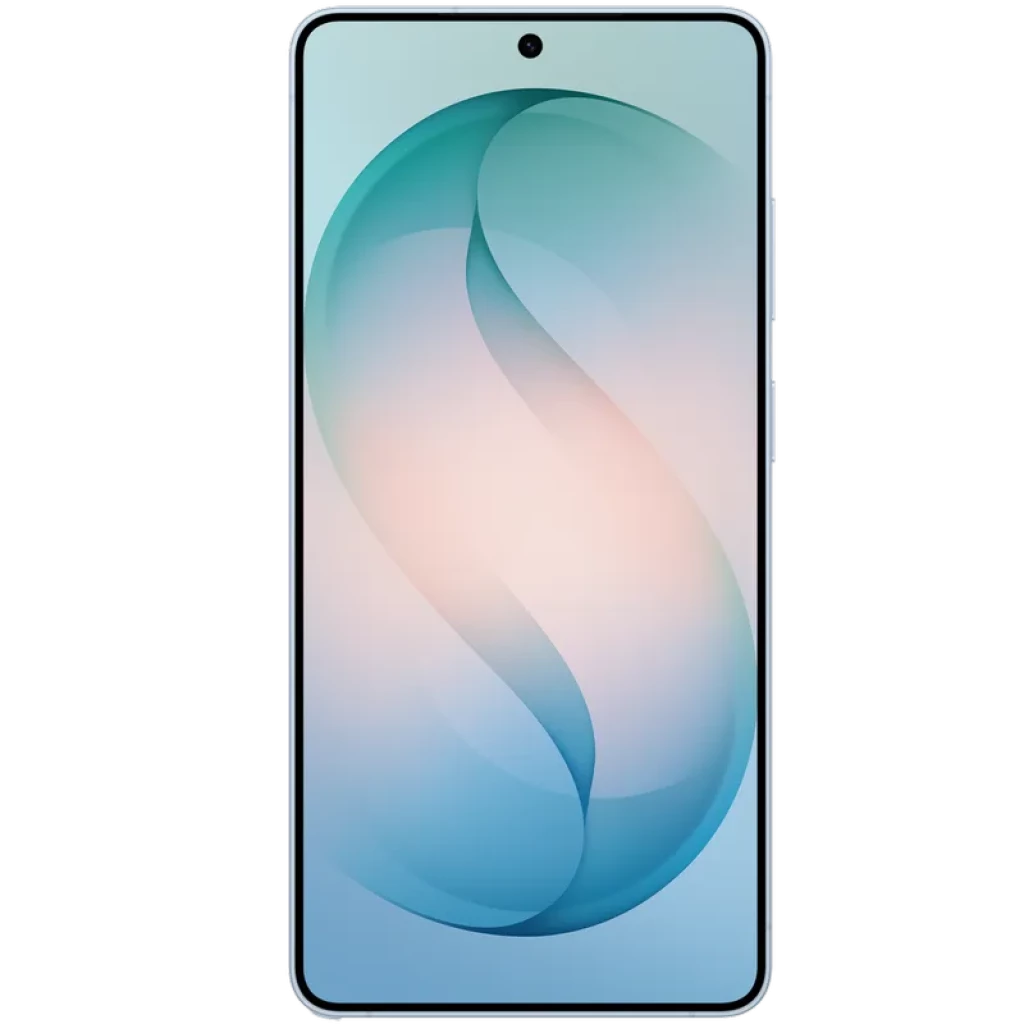 Frontal del Samsung Galaxy S26 Ultra 5G en color Sky Blue con pantalla casi sin bordes, cámara frontal en orificio central y