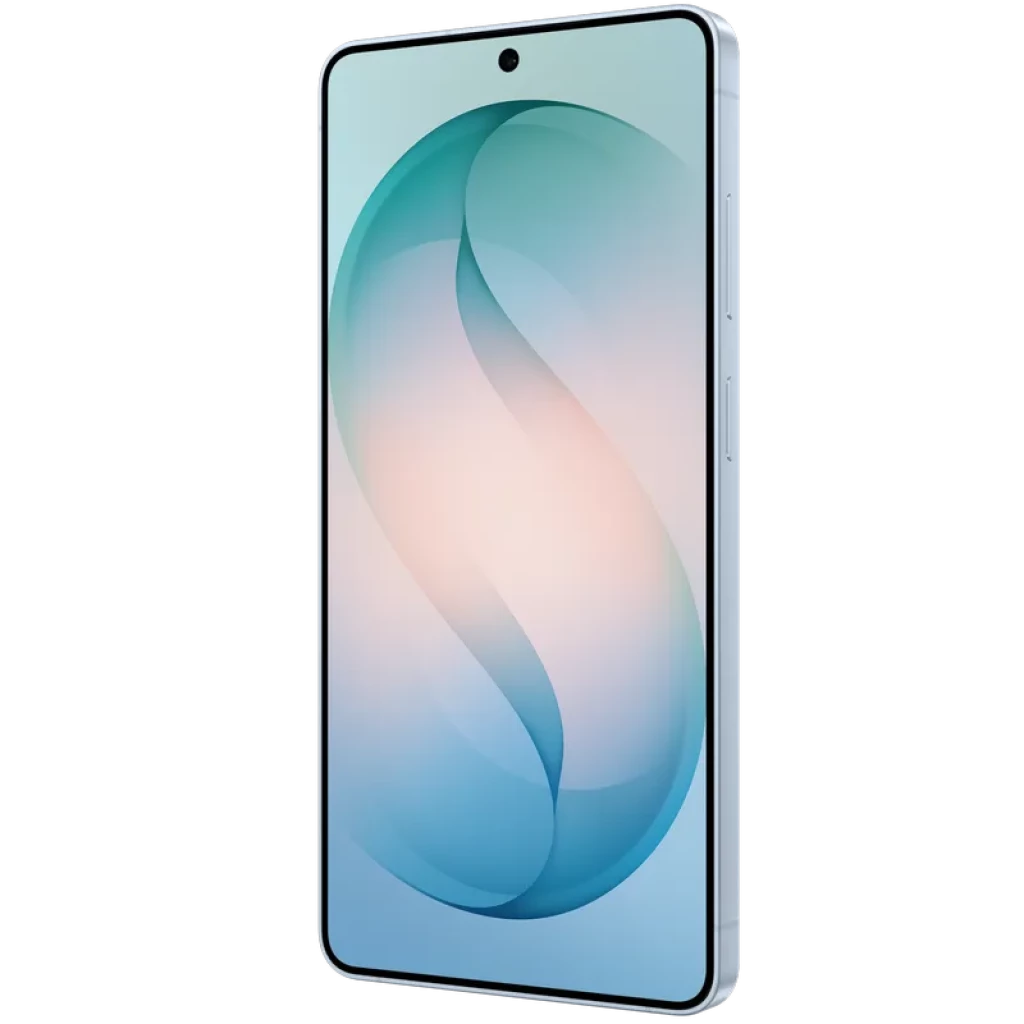 Samsung Galaxy S26 Ultra 5G 256GB Sky Blue con pantalla frontal casi sin bordes, cámara perforada centrada y marco lateral
