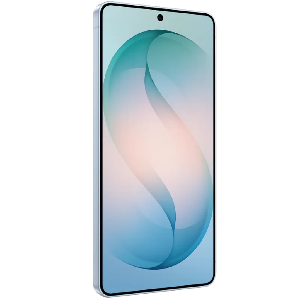 Samsung Galaxy S26 Ultra 5G Sky Blue con pantalla curva casi sin biseles, cámara frontal en orificio centrado y acabado azul