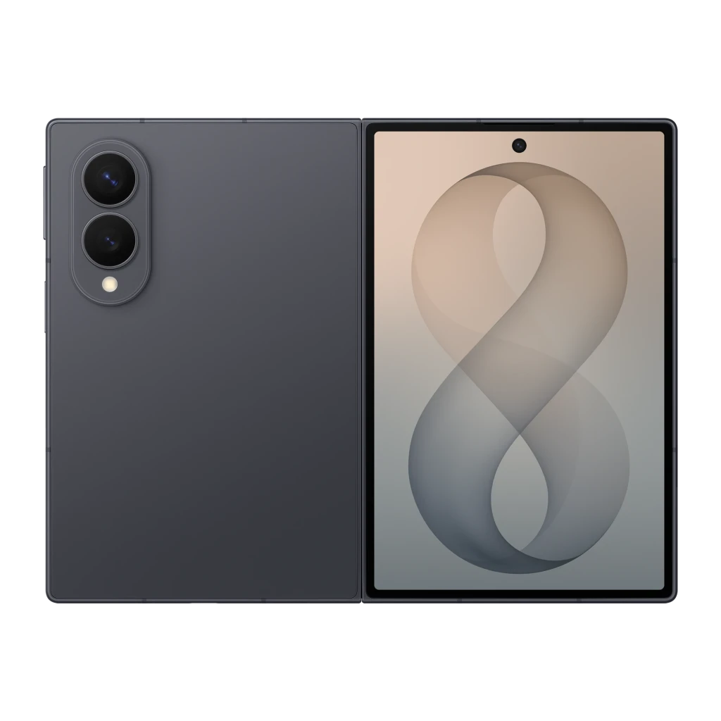 Samsung Galaxy Z Fold8 5G 256GB Grafito, vista abierta frontal y trasera: módulo de cámaras y pantalla interior desplegada