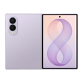 Samsung Galaxy Z Fold8 512GB púrpura, vista frontal y trasera: plegable abierto, módulo de cámaras oval y pantalla interior