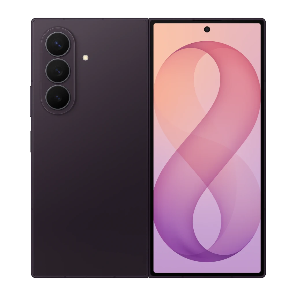 Samsung Galaxy Z Fold8 Ultra 5G 256GB Violeta Nocturno, vista frontal y trasera: módulo de cámaras triple y pantalla