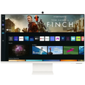 Samsung M8 M80F 32 pulgadas 4K UHD 60 Hz en color blanco, pantalla delgada con biseles mínimos, peana rectangular y webcam