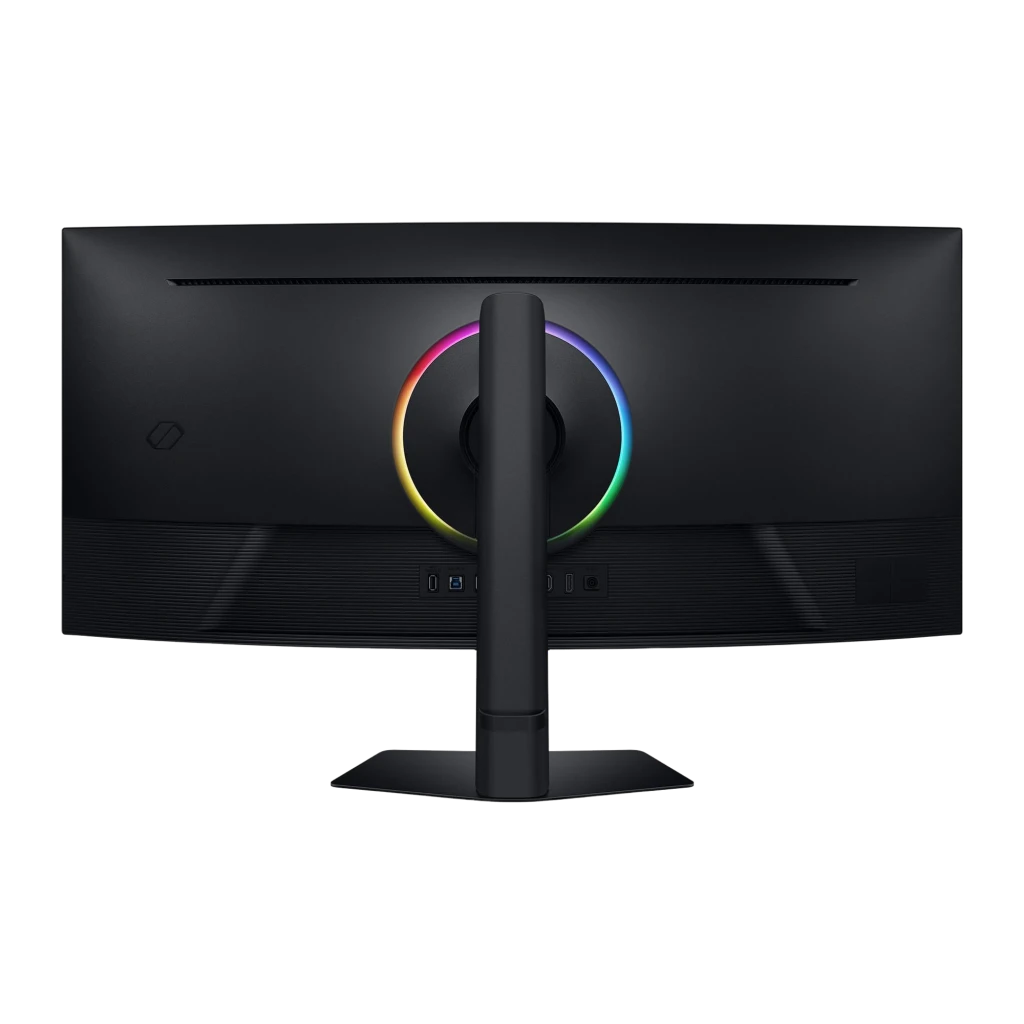 Parte trasera del Monitor Samsung Odyssey G7 G75F 40 pulgadas VA 1000R 180Hz 5120x2160 WUHD con aro RGB central, puerto