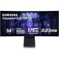 Monitor curvo plata 34 pulgadas OLED Samsung Odyssey G85SB, panel ultra ancho, resolución WQHD, 175 Hz, 0.03 ms, diseño