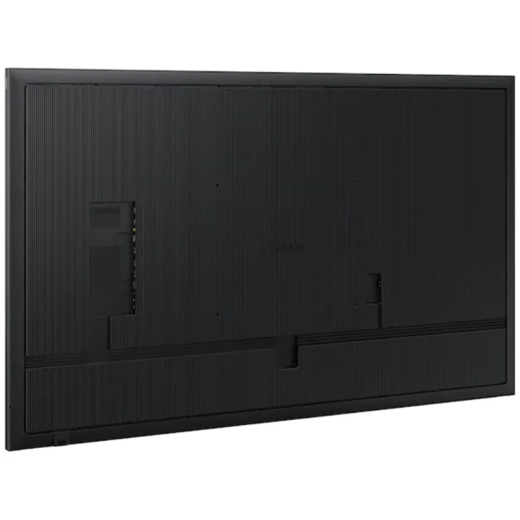 Parte trasera de pantalla Samsung QM75C 75 pulgadas 4K UHD LCD IPS, panel negro con acabado estriado, puertos laterales y