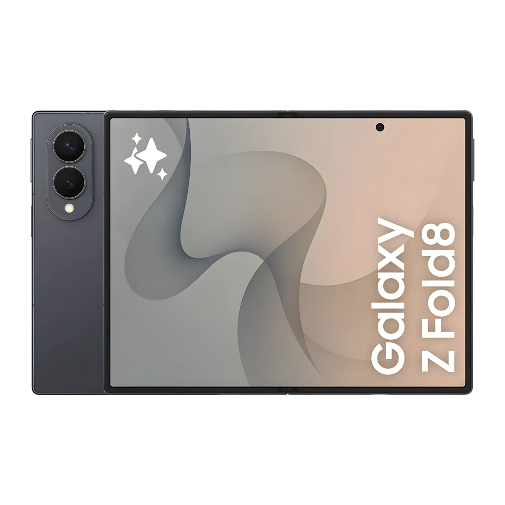 Samsung Galaxy Z Fold8 512GB Grafito, vista frontal abierto: pantalla interior desplegada con módulo de cámaras trasero