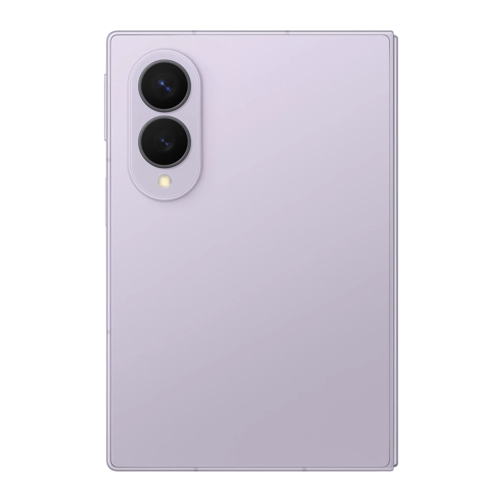 Samsung Galaxy Z Fold8 1000GB púrpura, vista trasera cerrado: módulo de cámaras dual en acabado liso lavanda