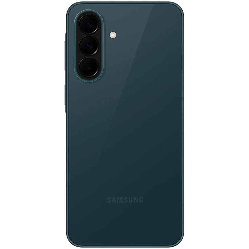 Parte trasera verde del Samsung Galaxy A37 5G con triple cámara vertical y acabado brillante, bordes redondeados y logotipo