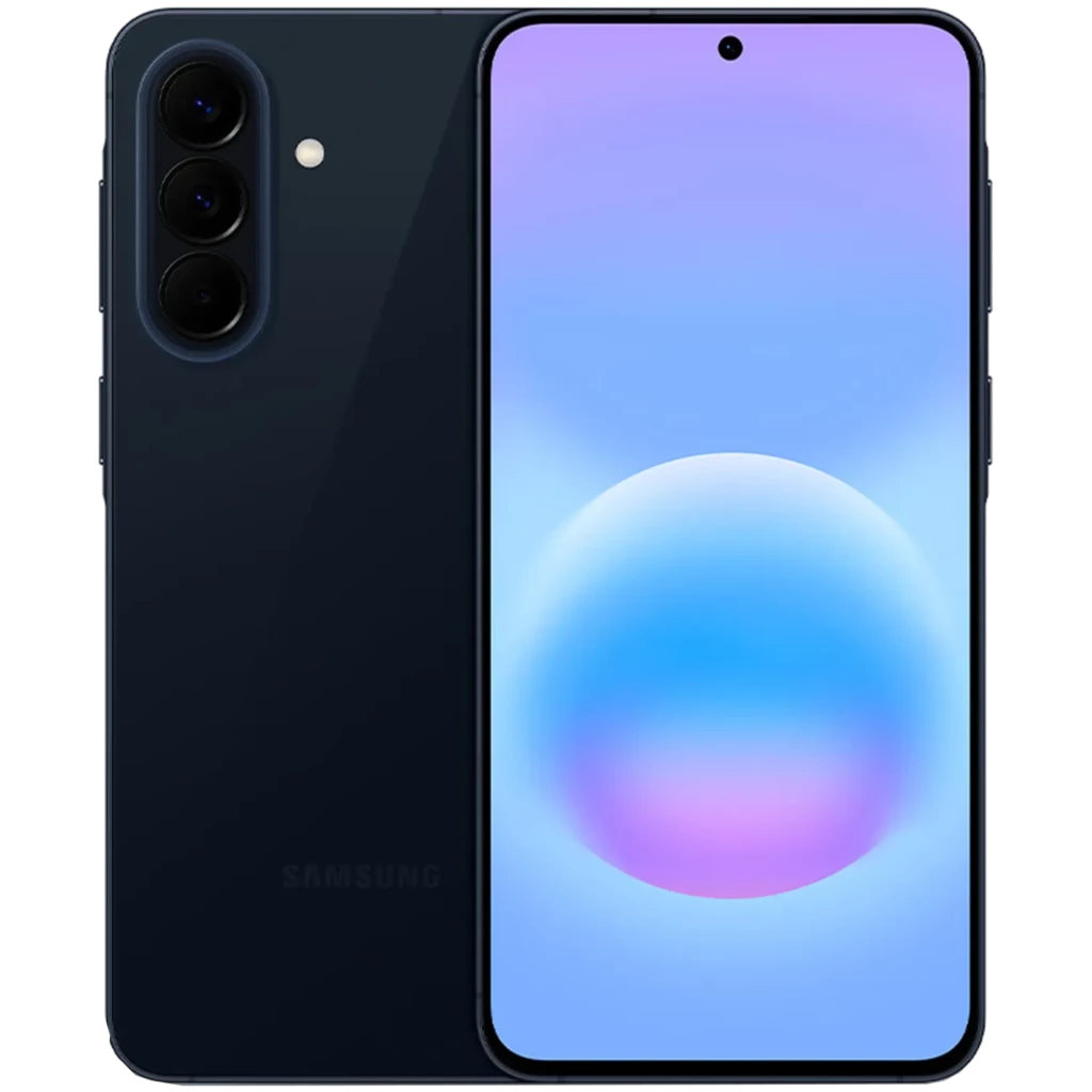 Samsung Galaxy A57 5G gris con pantalla de 6.6 pulgadas, triple cámara trasera con sensor principal de 50 MP, frontal en