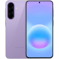 Samsung Galaxy A57 5G lila con pantalla sin bordes y cámara triple vertical; acabado mate, bordes curvos y orificio centrado