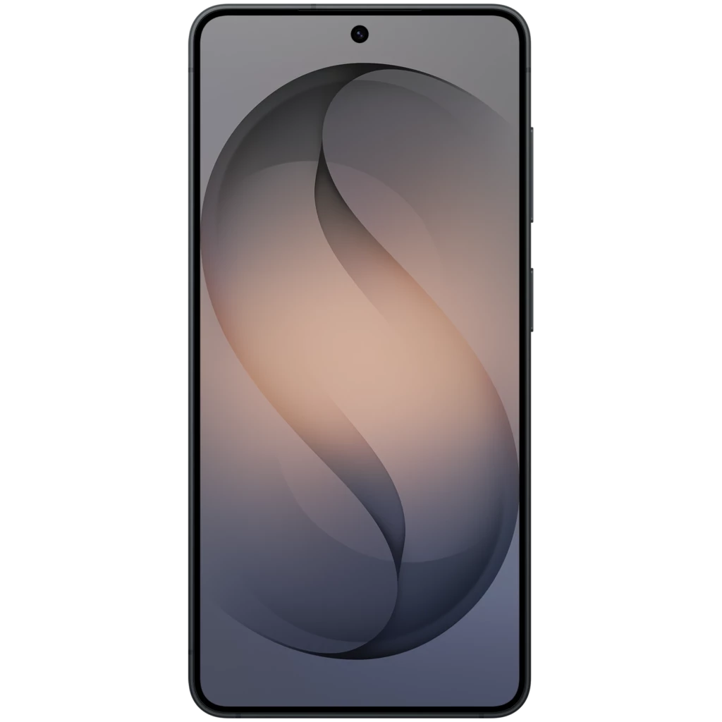 Samsung Galaxy S26 5G negro con pantalla de 6.3 pulgadas, bordes delgados, cámara frontal en orificio central y diseño