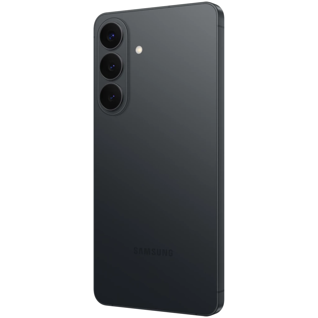 Samsung Galaxy S26+ 5G negro, 256GB, triple cámara trasera con lente de 50 MP, cuerpo fino mate, bordes planos y módulo de