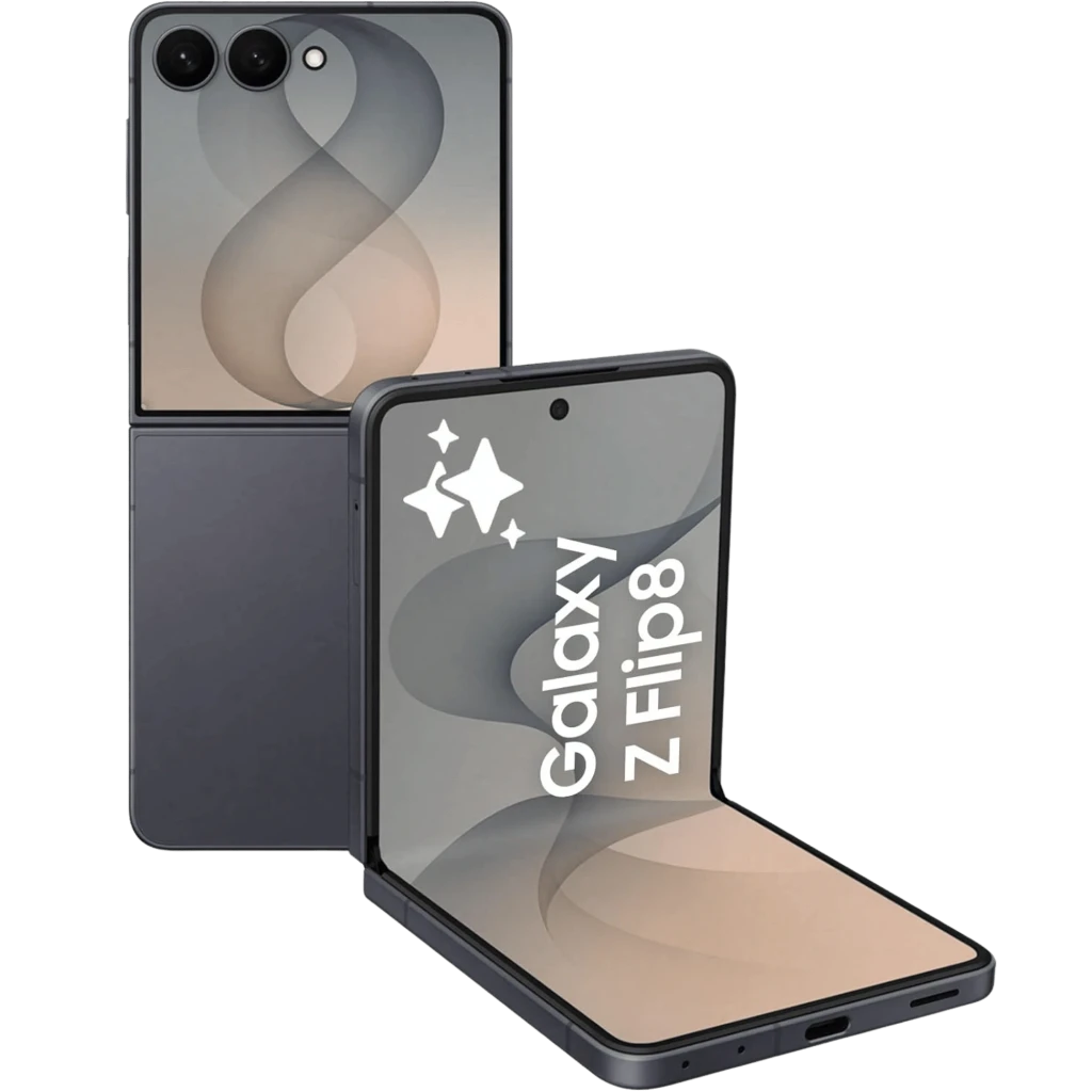 Samsung Galaxy Z Flip8 5G grafito, plegable tipo concha, pantalla 6,9 pulgadas Dynamic AMOLED 2X 120Hz, doble cámara trasera