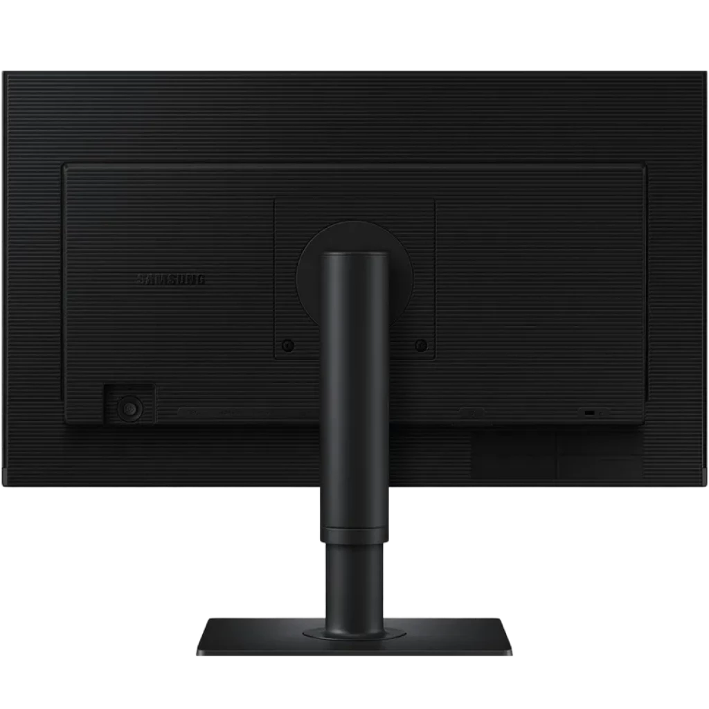 Parte trasera del Samsung S40GD 24" IPS 100Hz con acabado negro, panel texturizado, soporte ergonómico ajustable en altura y